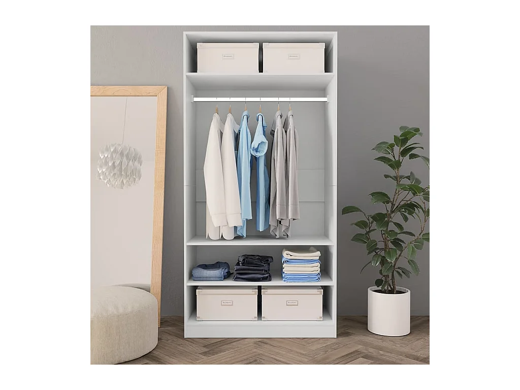 Witte kledingkast 100 x 50 x 200 cm bewerkt hout