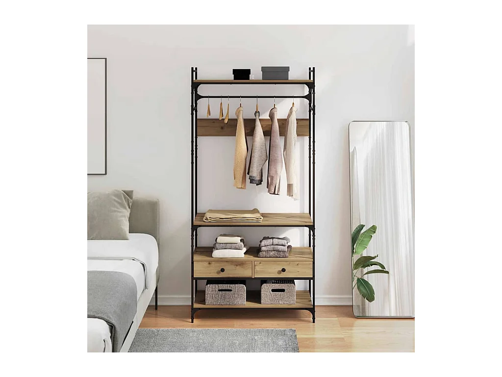 Handgemaakte eikenhouten kledingkast 89 x 39 x 184,5 cm Technisch hout