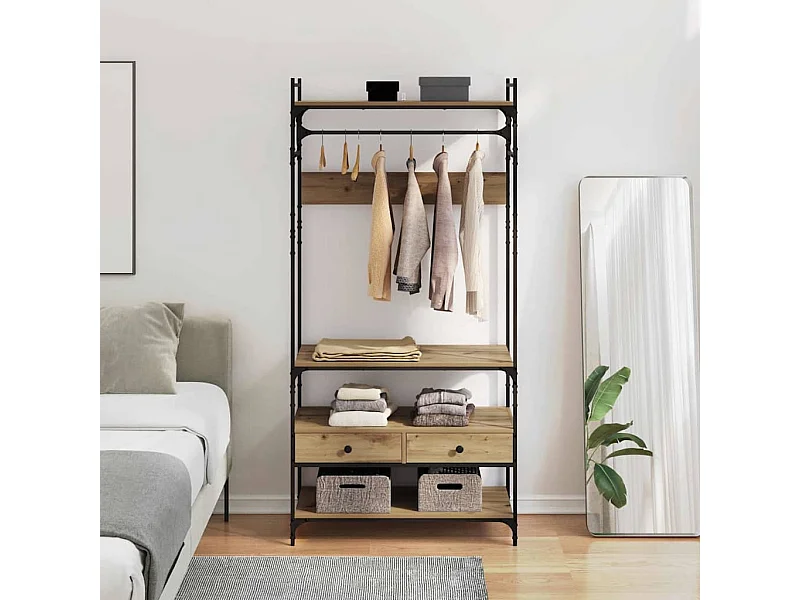 Handgemaakte eikenhouten kledingkast 89 x 39 x 184,5 cm Technisch hout