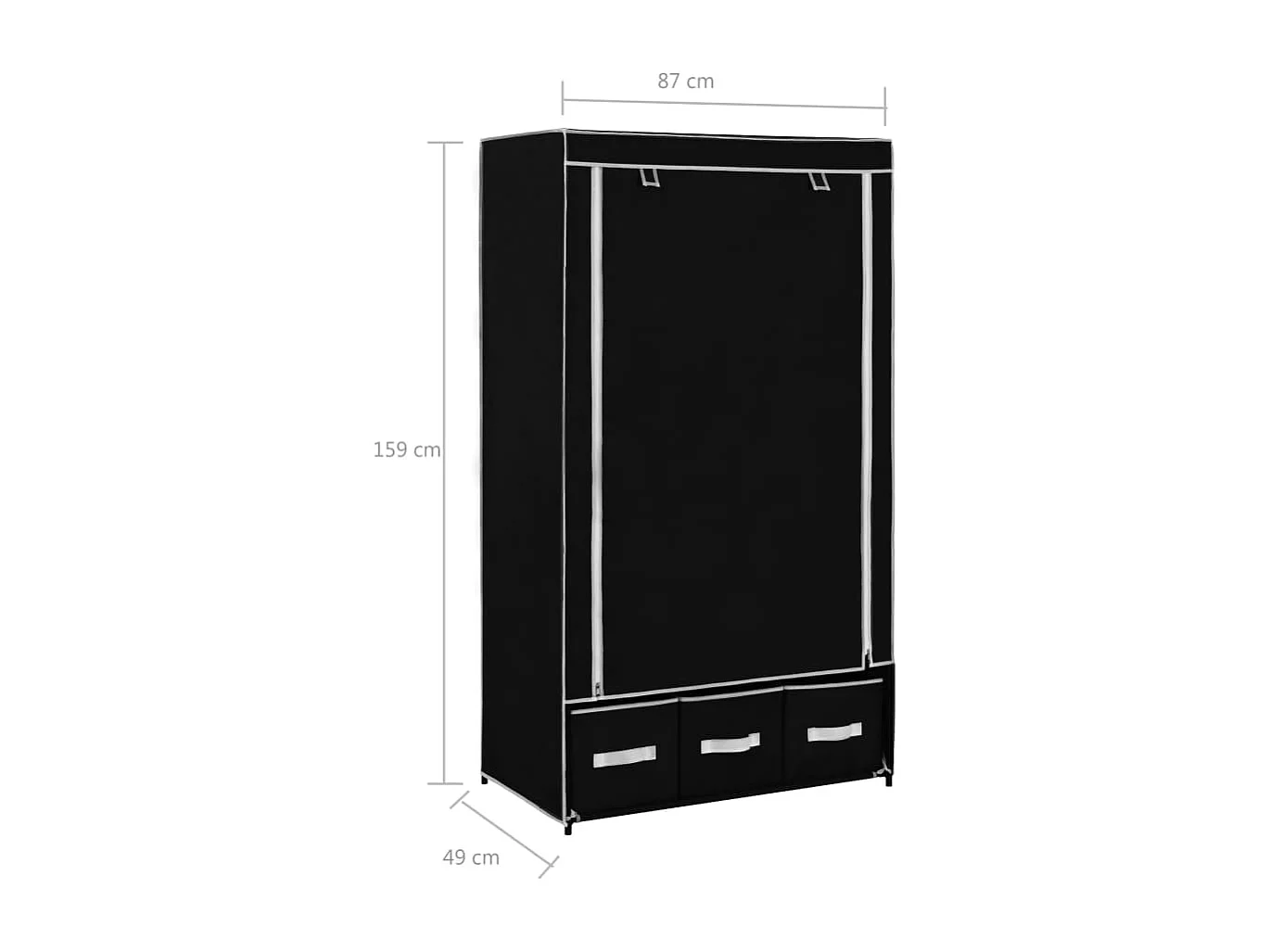 Armadio nero 87 x 49 x 159 cm Tessuto