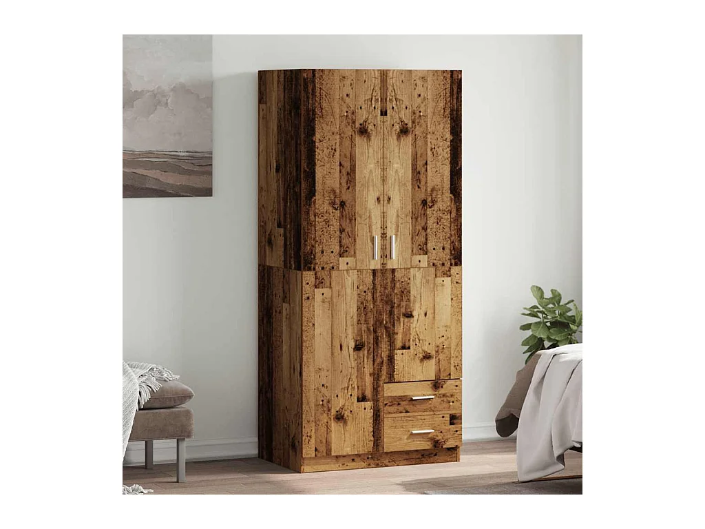 Garde-robe vieux bois 80x52x180 cm bois d'ingénierie