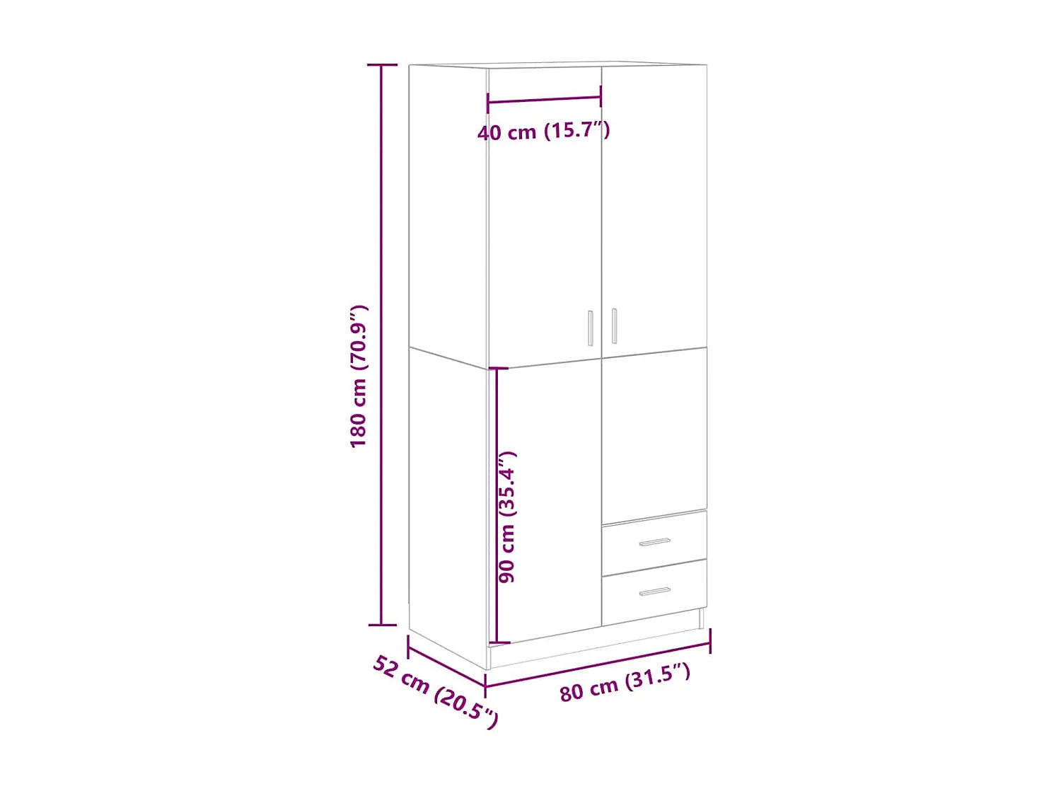 Garde-robe vieux bois 80x52x180 cm bois d'ingénierie