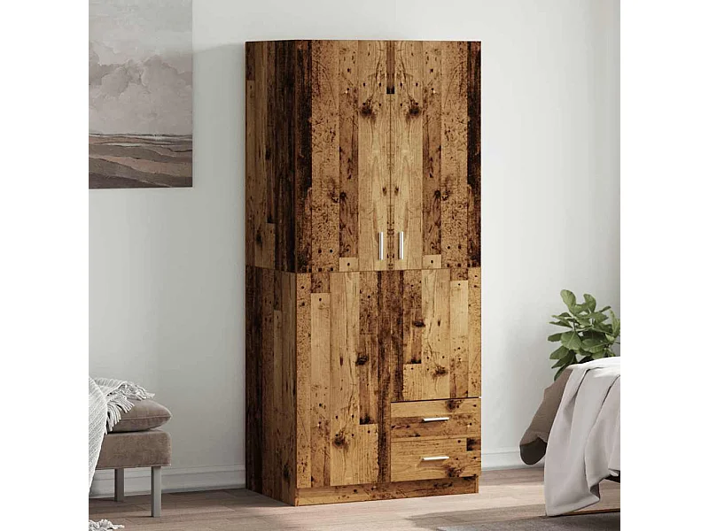 Garde-robe vieux bois 80x52x180 cm bois d'ingénierie