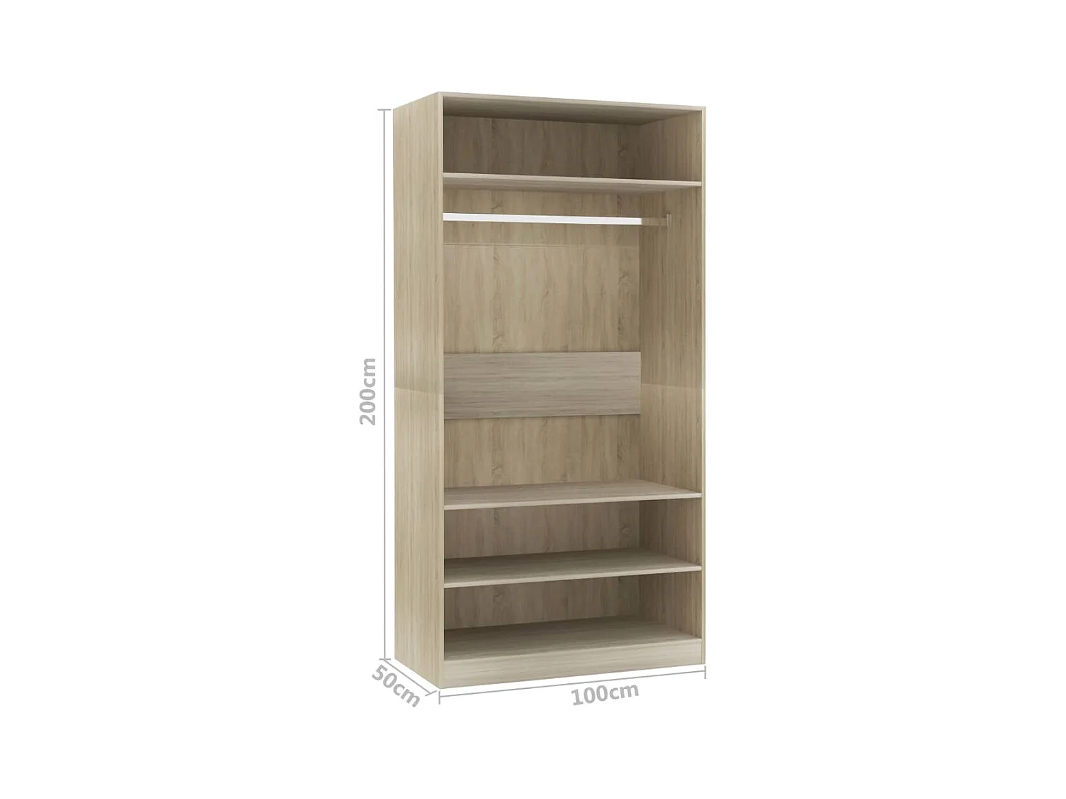 Sonoma Eiken Kledingkast 100x50x200 cm Engineered Wood