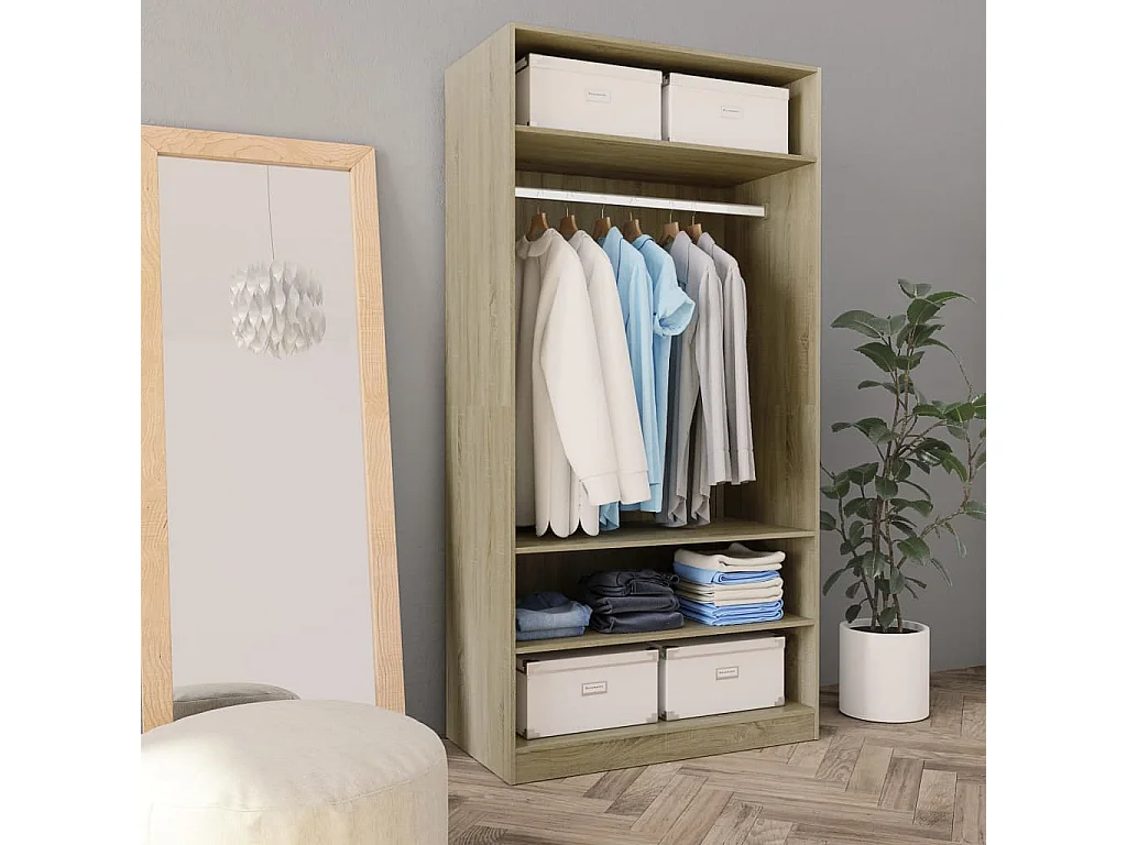 Armario de roble Sonoma 100x50x200 cm Madera de ingeniería