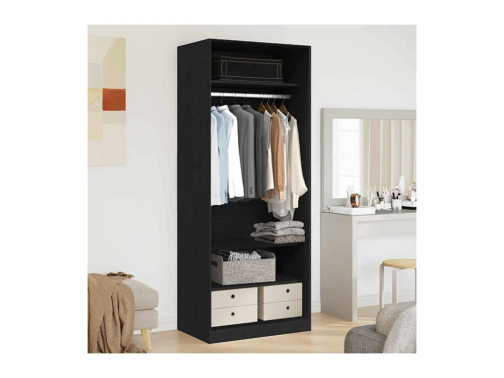 Kleiderschrank Eiche schwarz 80 x 50 x 200 cm Holzwerkstoff