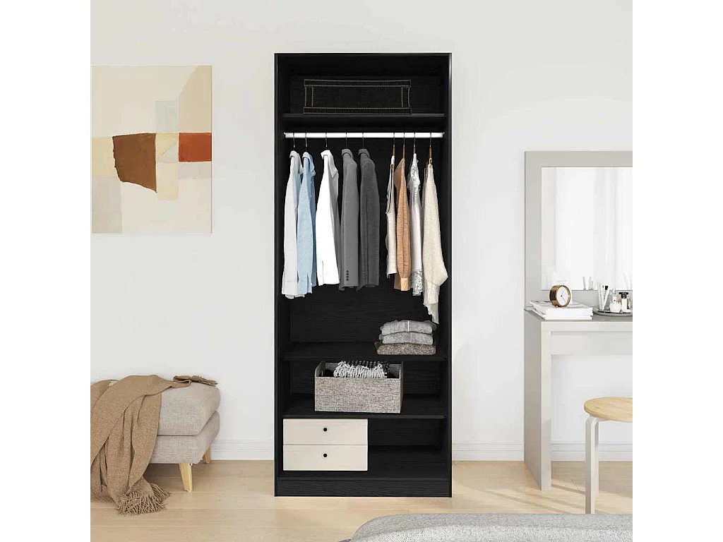 Armoire Chêne Noir 80 x 50 x 200 cm Bois d'ingénierie