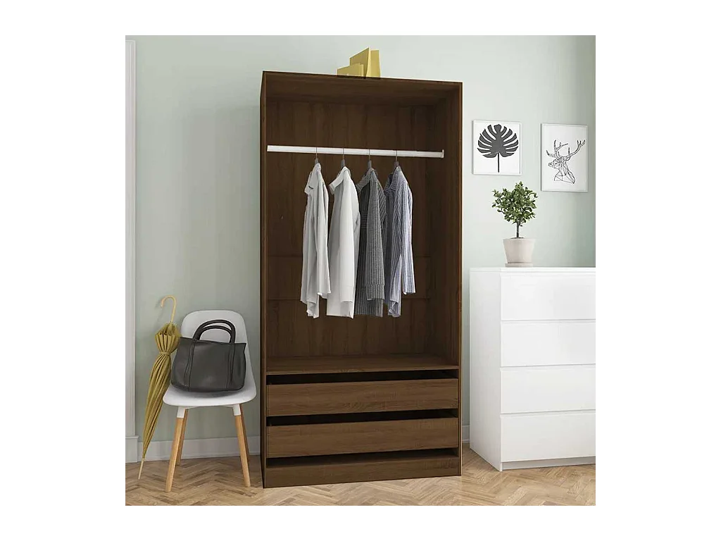 Kledingkast Bruin Eiken 100x50x200 cm Bewerkt hout