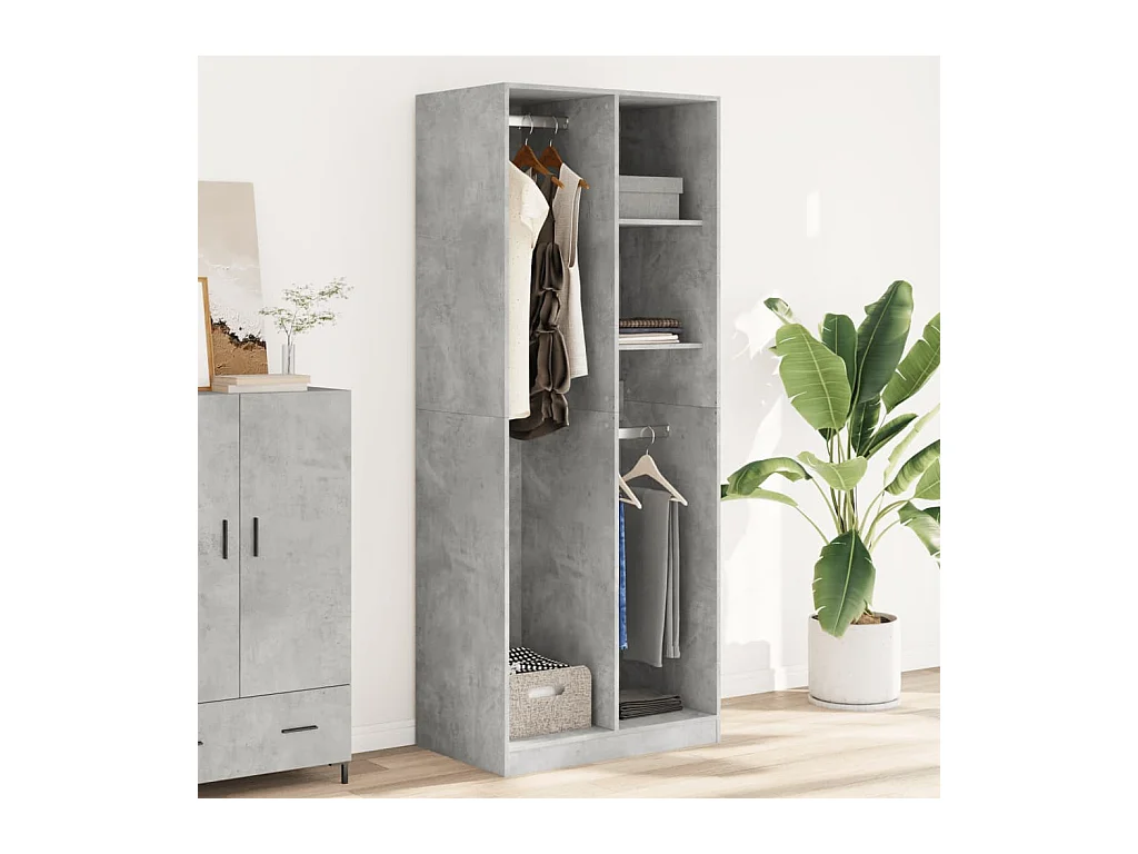 Armadio grigio cemento 80x50x200 cm in legno ingegnerizzato