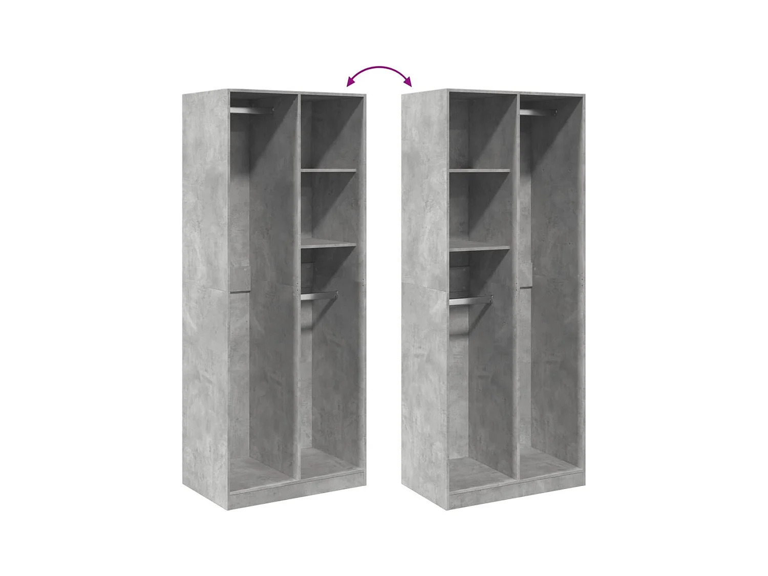 Armadio grigio cemento 80x50x200 cm in legno ingegnerizzato