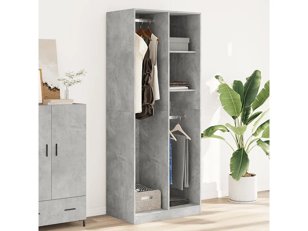Armadio grigio cemento 80x50x200 cm in legno ingegnerizzato