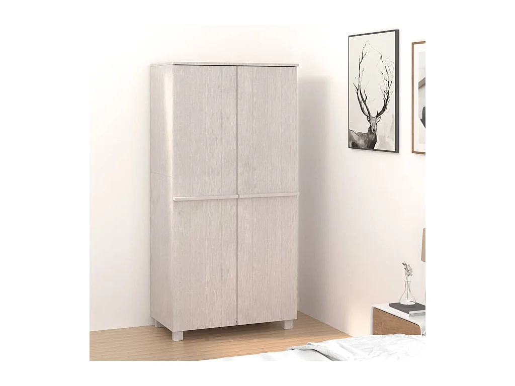 Garde-robe HAMAR Blanc 89x50x180 cm Bois massif de pin