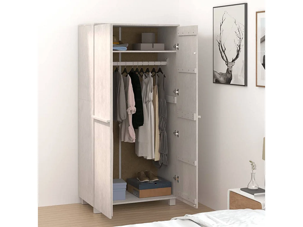 Garde-robe HAMAR Blanc 89x50x180 cm Bois massif de pin