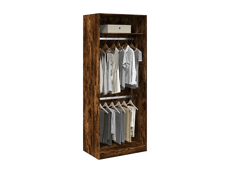 Gerookte eikenhouten kledingkast 80x50x200 cm bewerkt hout