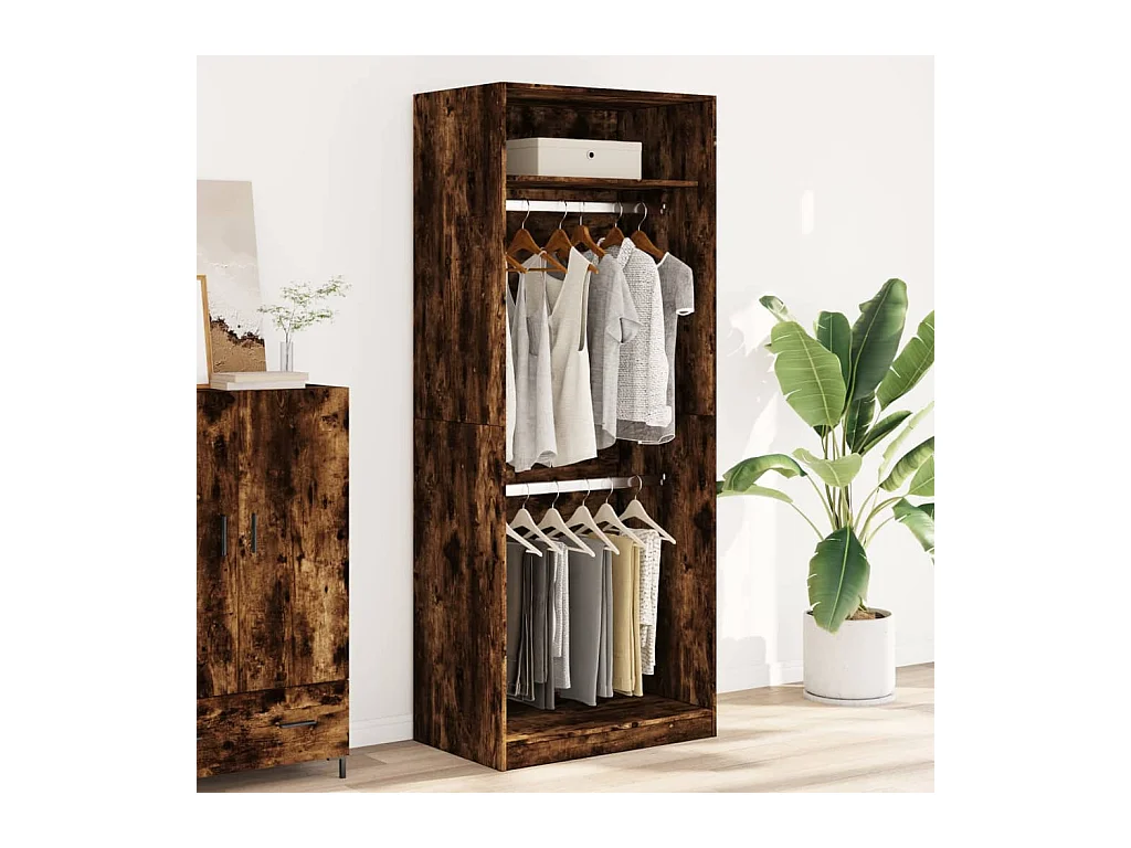 Gerookte eikenhouten kledingkast 80x50x200 cm bewerkt hout