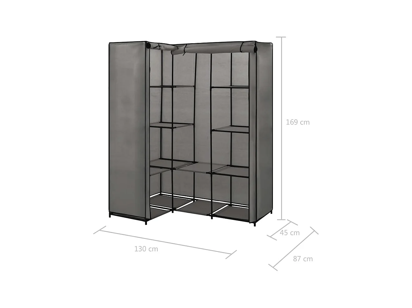 Armadio angolare Grigio 130 x 87 x 169 cm