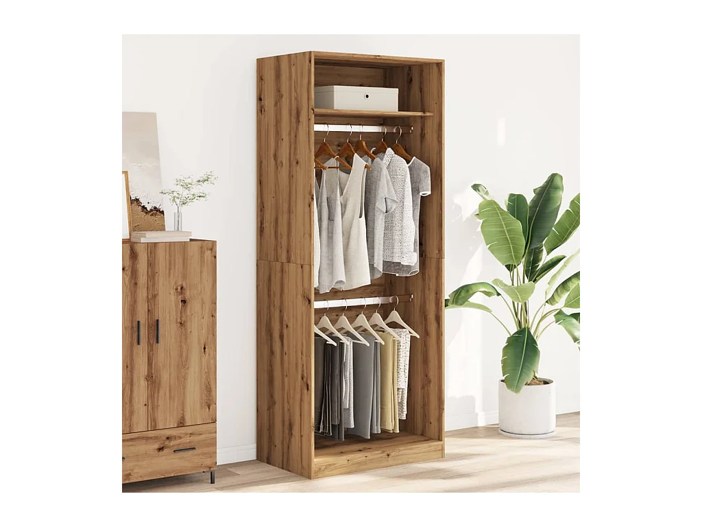 Handgemaakte eikenhouten kledingkast 80x50x200 cm van bewerkt hout