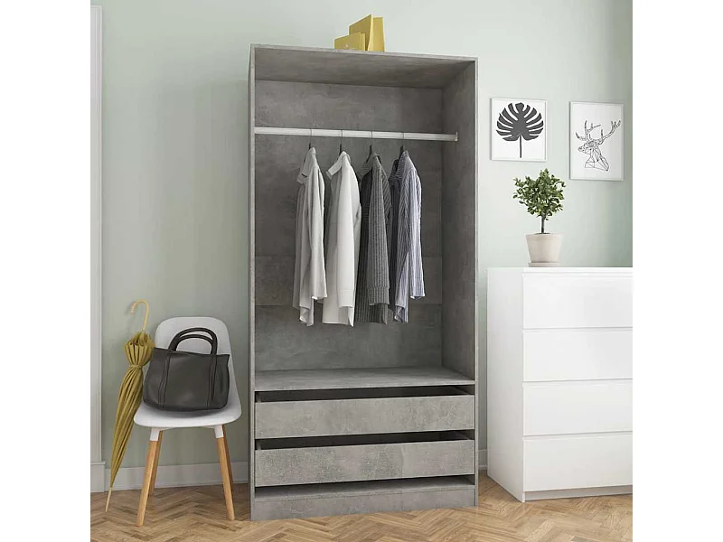 Garde-robe Gris béton 100x50x200 cm Bois d'ingénierie