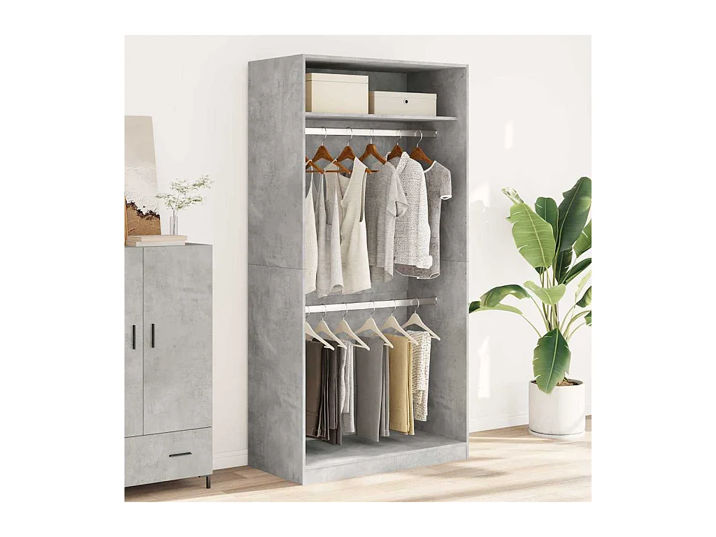 Armadio grigio cemento 100x50x200 cm in truciolare