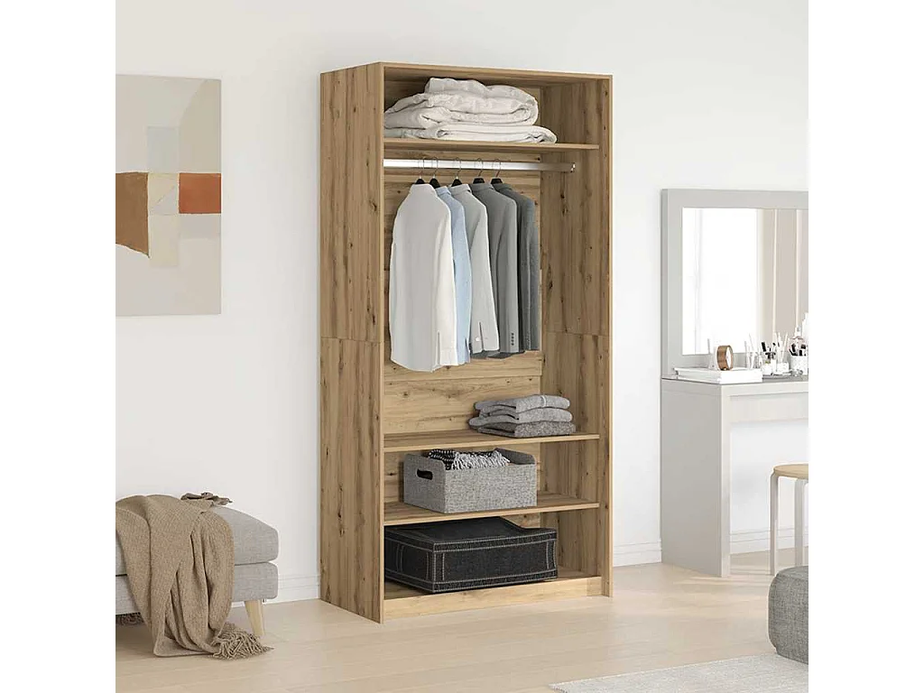 Garde-robe chêne artisanal 100x50x200 cm bois d'ingénierie