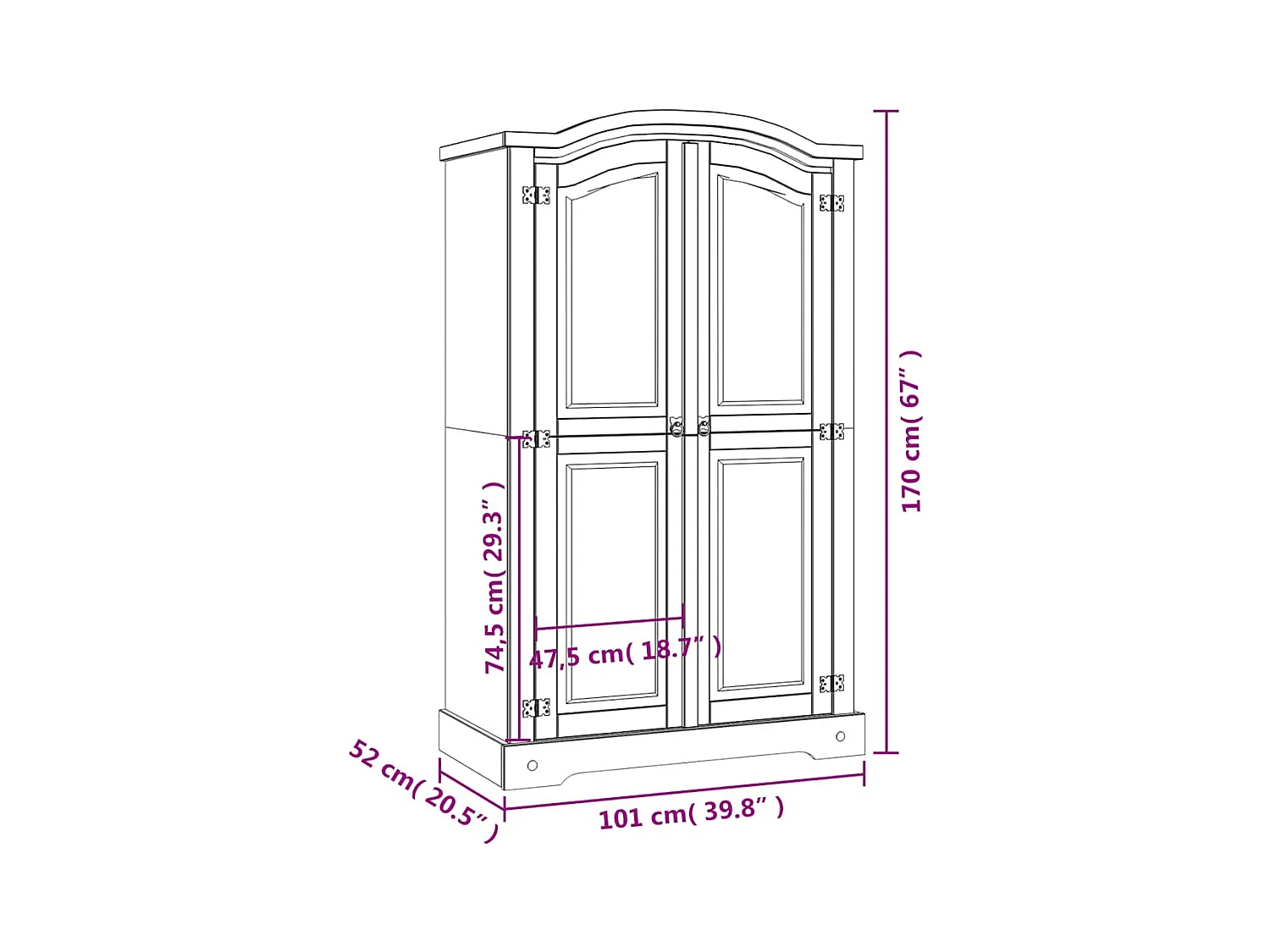 Armario con 2 puertas gama Corona Pino mexicano Gris