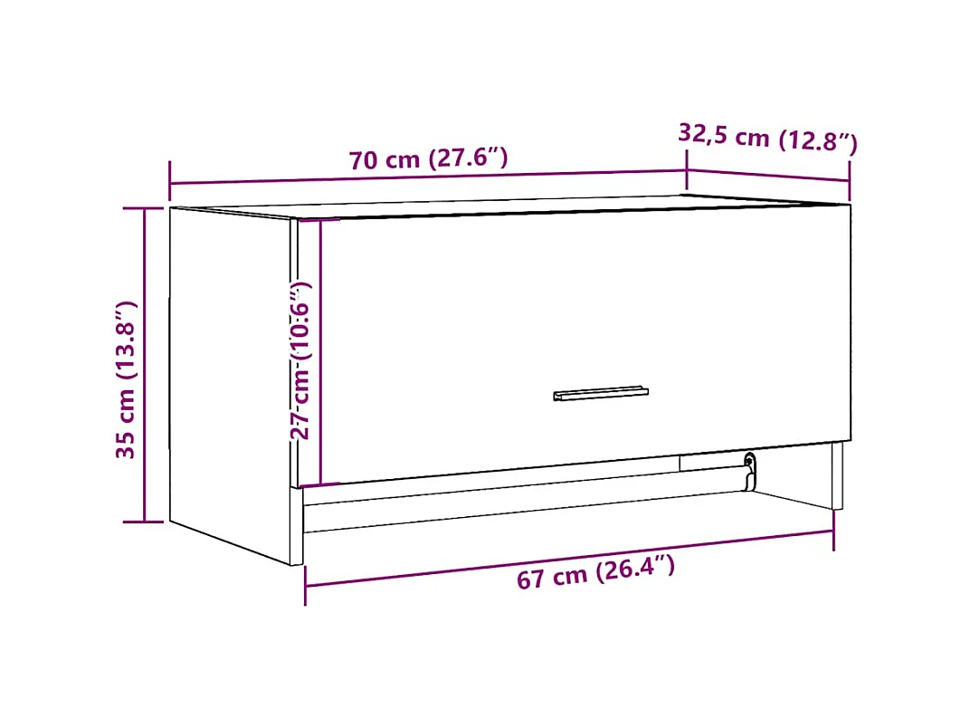 Armoire en chêne artisanal 70x32,5x35 cm bois d'ingénierie