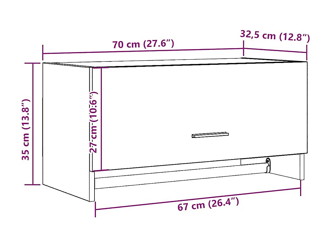 Armoire en chêne artisanal 70x32,5x35 cm bois d'ingénierie