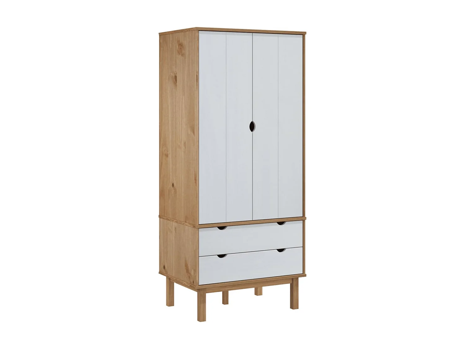 Armario OTTA Marrón y blanco 76,5x53x172 cm Madera maciza de pino