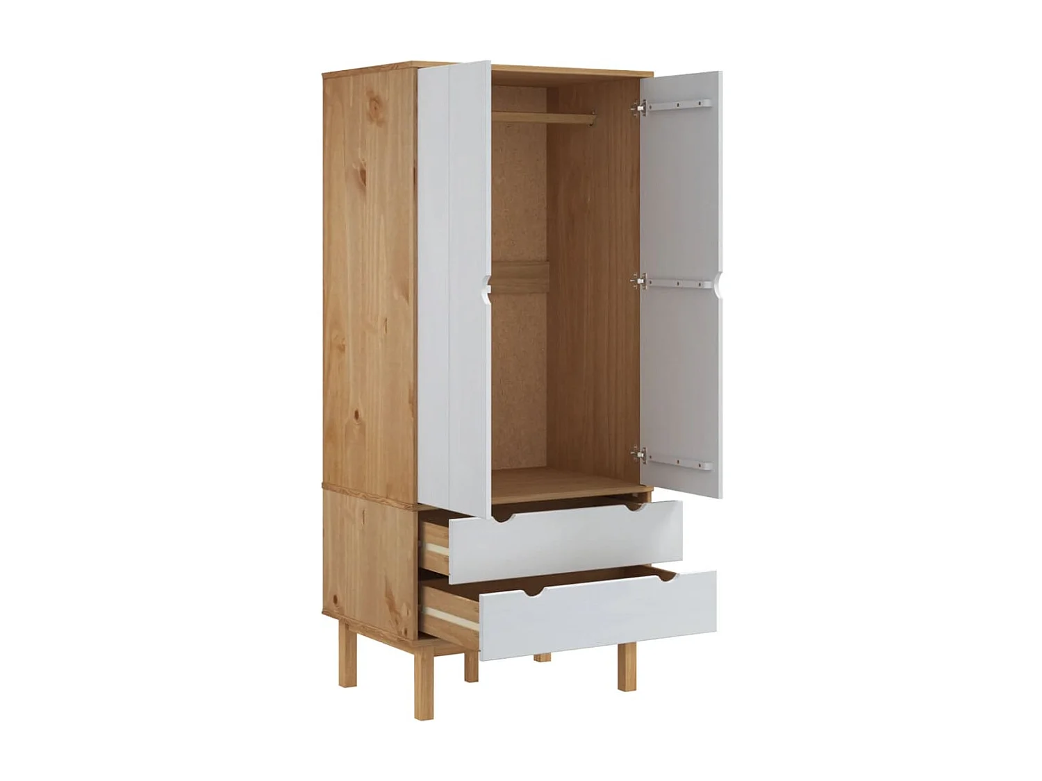 Armario OTTA Marrón y blanco 76,5x53x172 cm Madera maciza de pino
