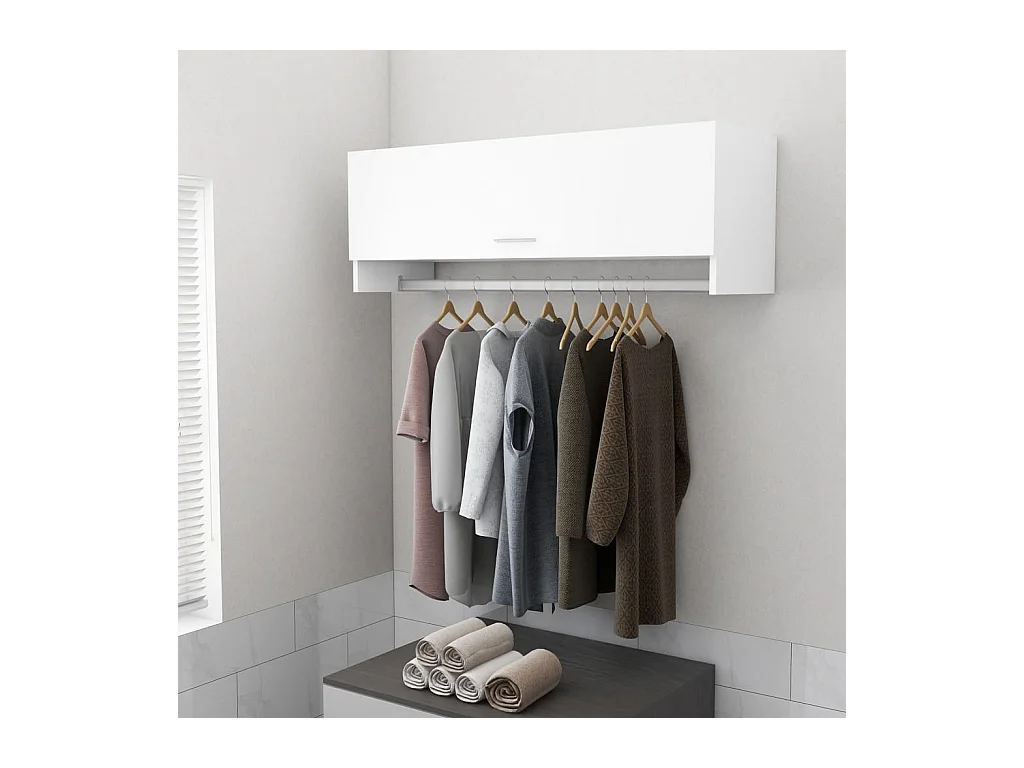 Witte kledingkast 100x32,5x35 cm van bewerkt hout