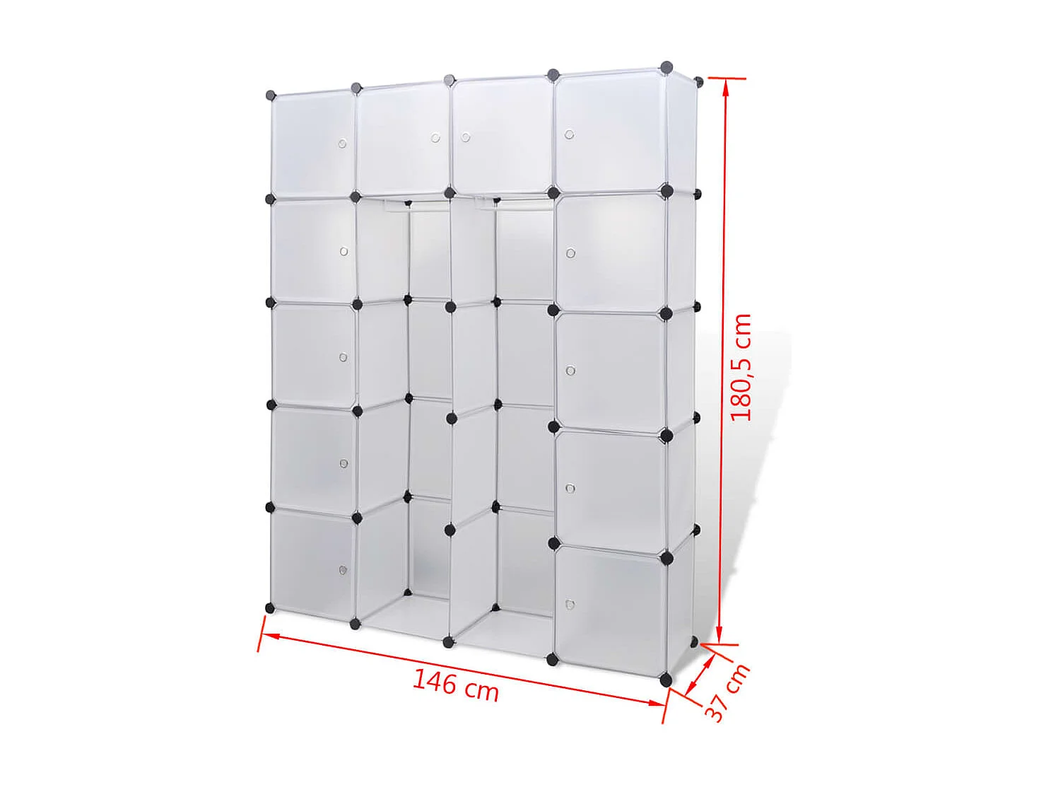 Mobile componibile 14 scomparti bianco 37 x 146 x 180,5 cm