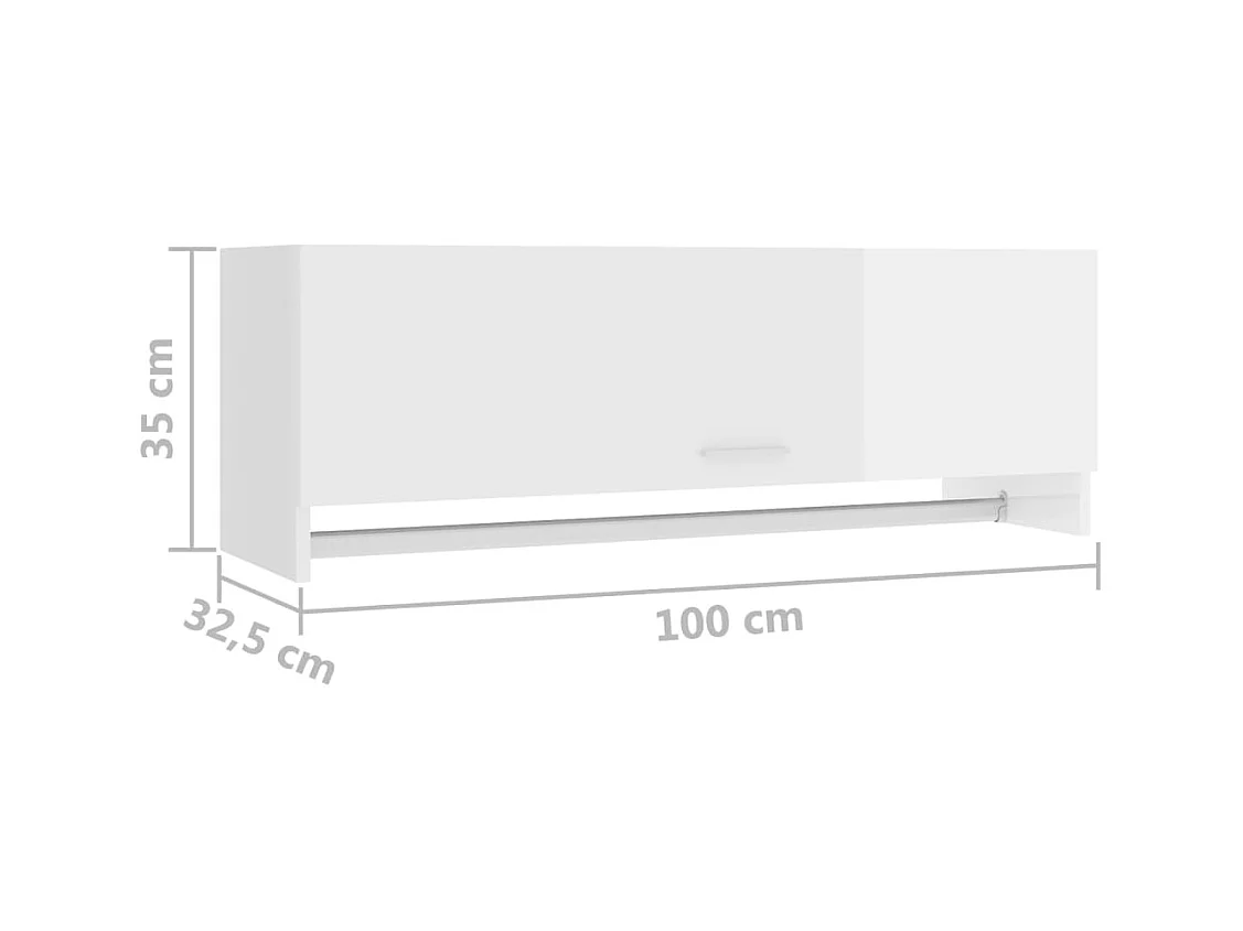 Kleiderschrank weiß glänzend 100x32,5x35 cm Holzwerkstoff