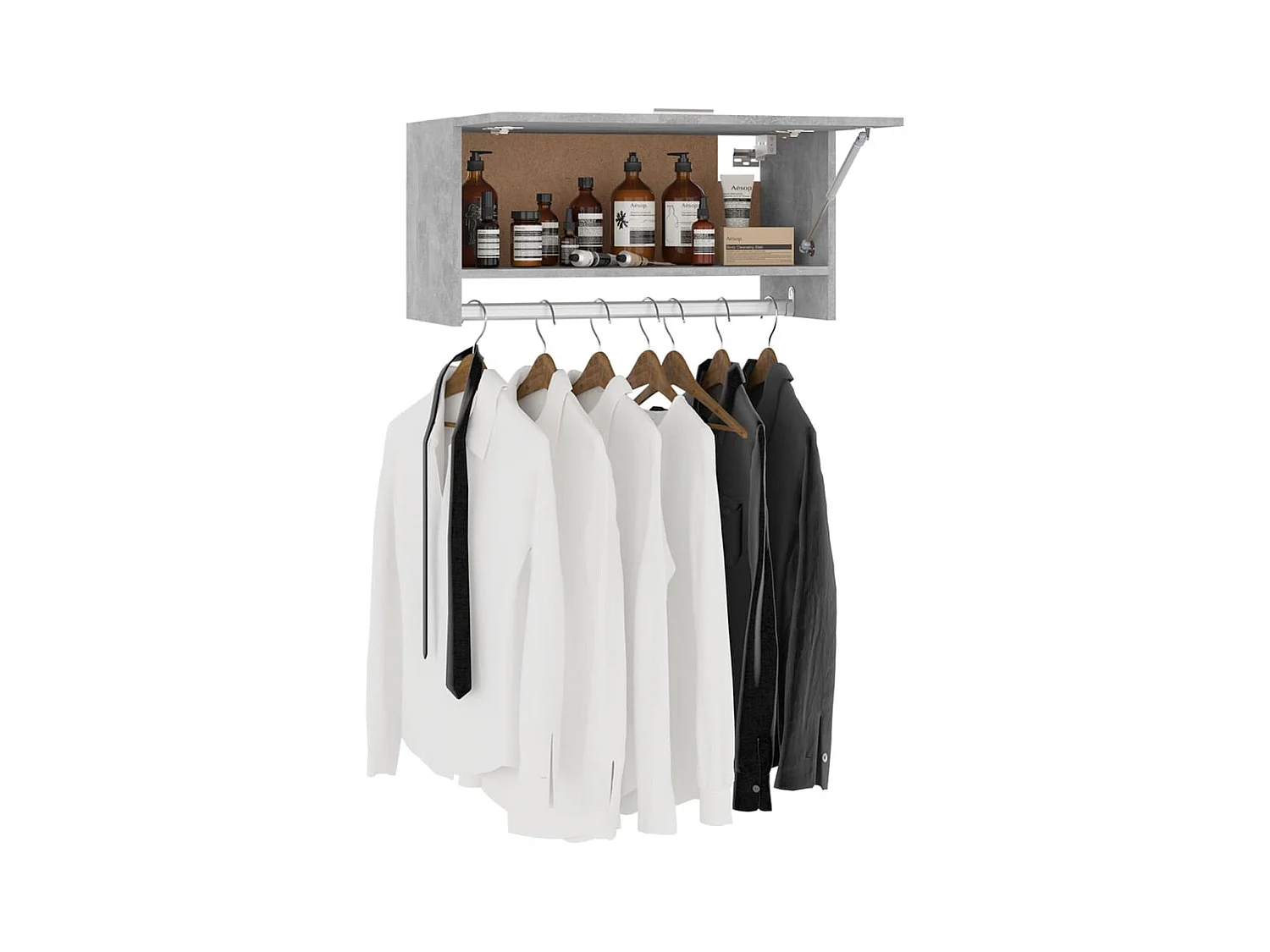 Betongrauer Kleiderschrank 70x32,5x35 cm Holzwerkstoff