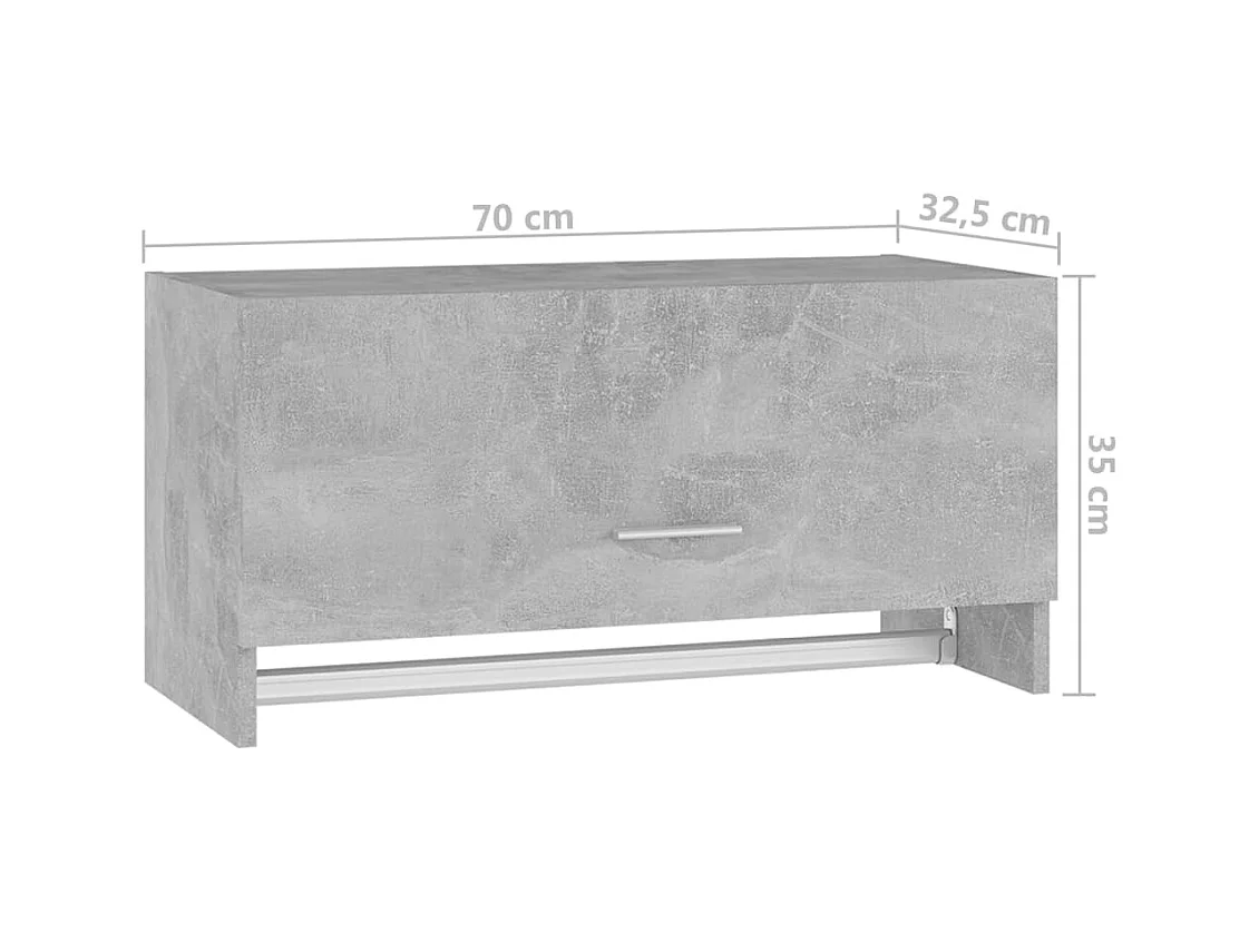 Betongrijze kledingkast 70x32,5x35 cm bewerkt hout