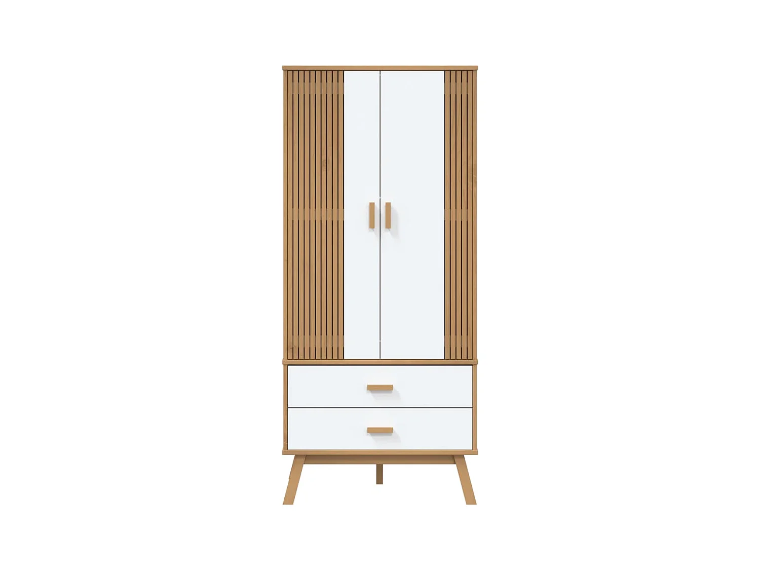Armario OLDEN blanco y marrón 76,5x53x172 cm madera maciza de pino