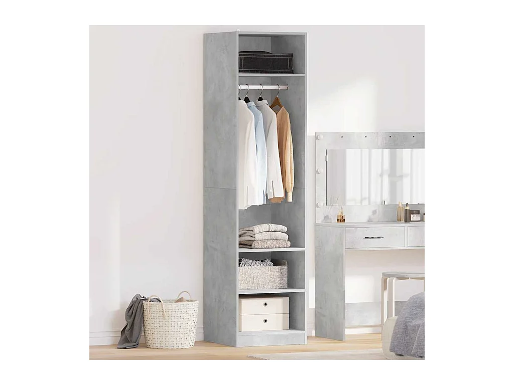 Armadio grigio cemento 50x50x200 cm in legno ingegnerizzato