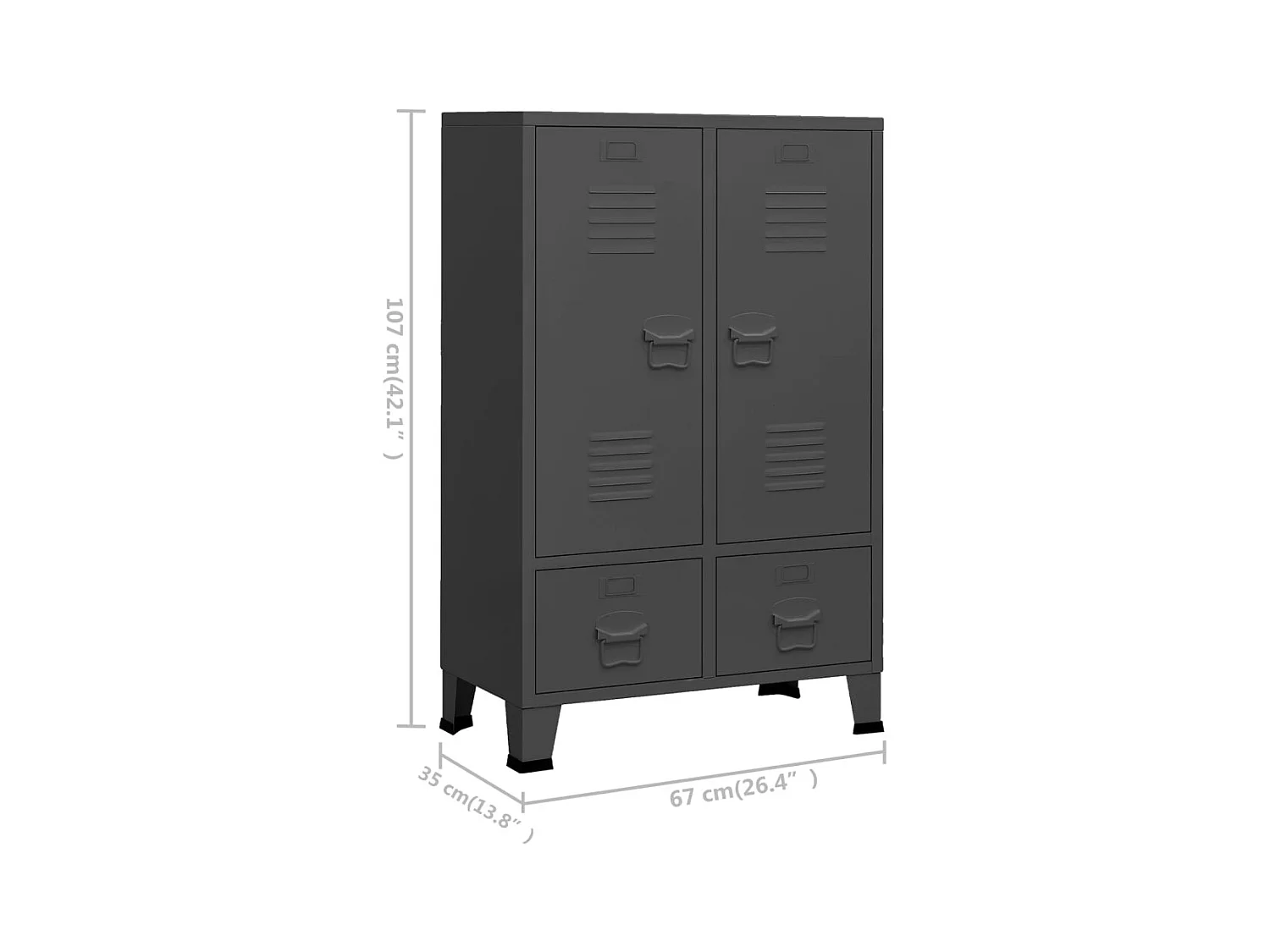 Industrieller Kleiderschrank Anthrazit 67x35x107 cm Stahl