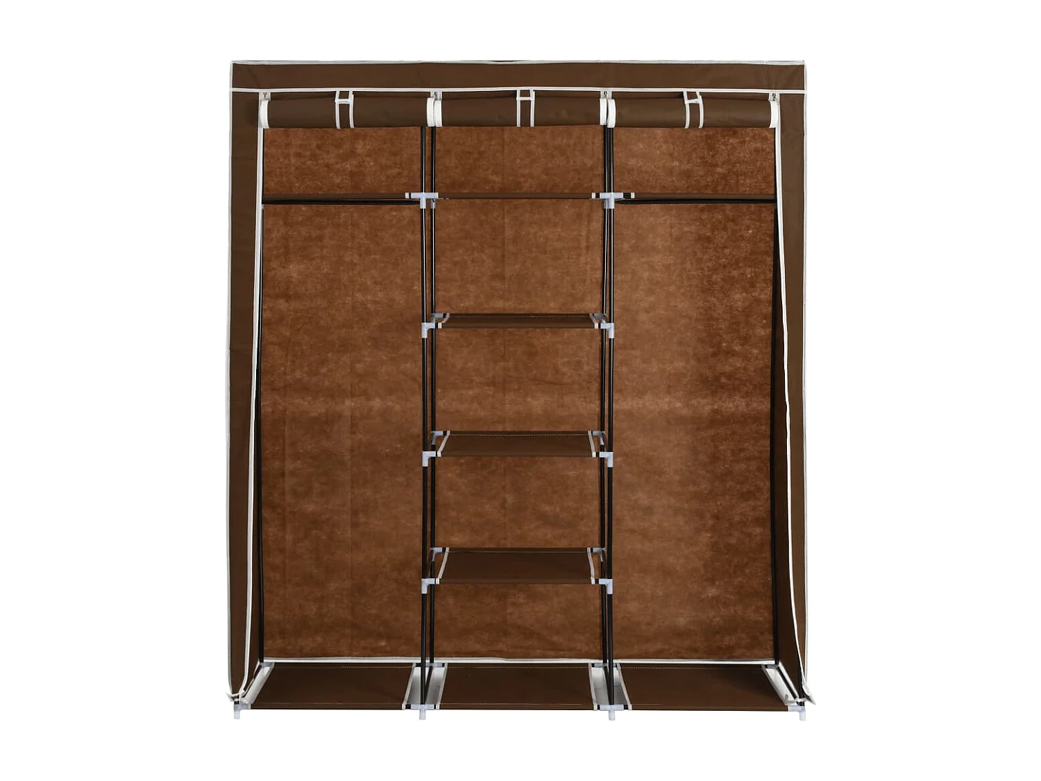 Kleiderschrank mit Fächern und Stangen Braun 150x45x175 cm Stoff