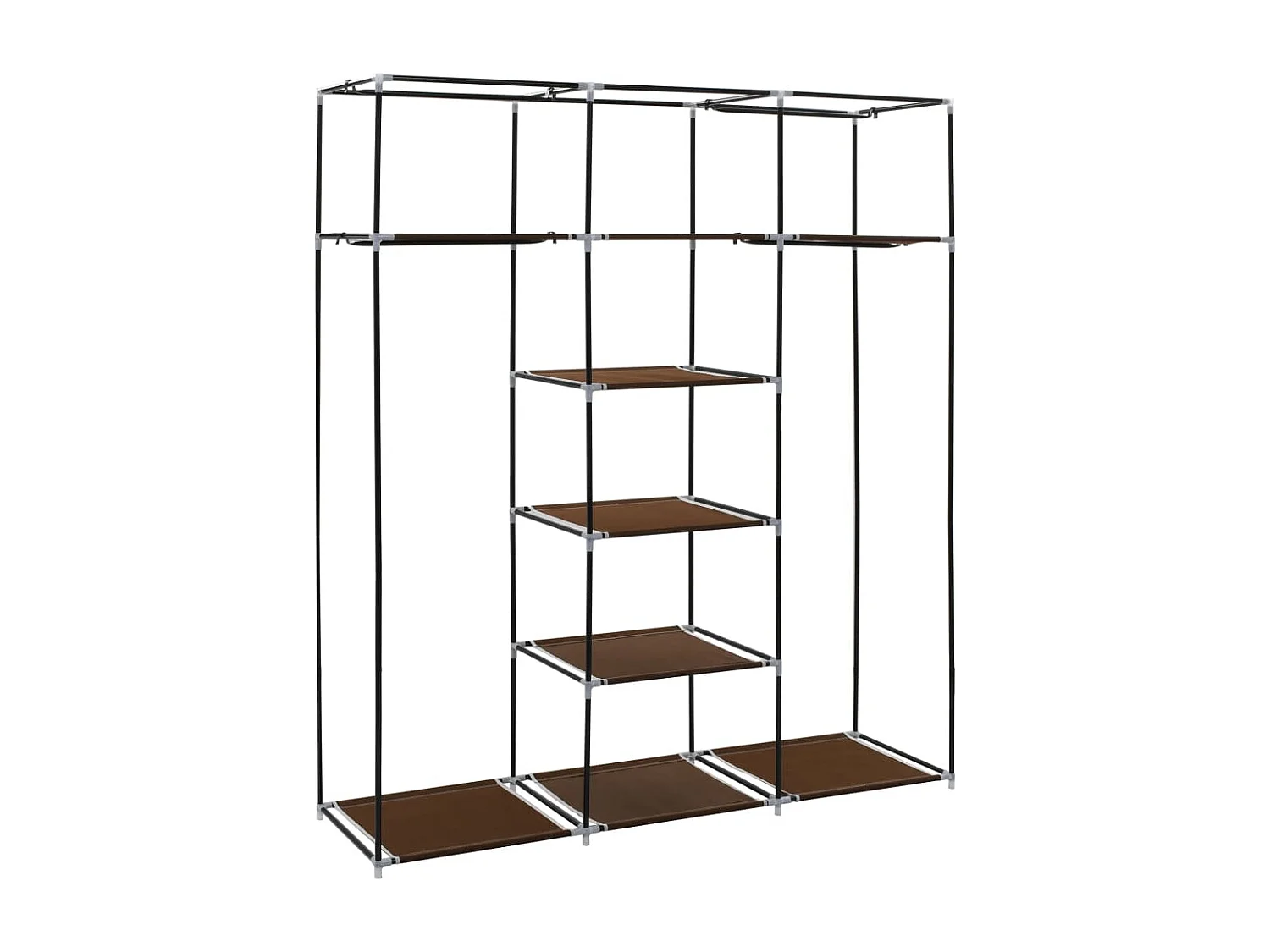 Kleiderschrank mit Fächern und Stangen Braun 150x45x175 cm Stoff