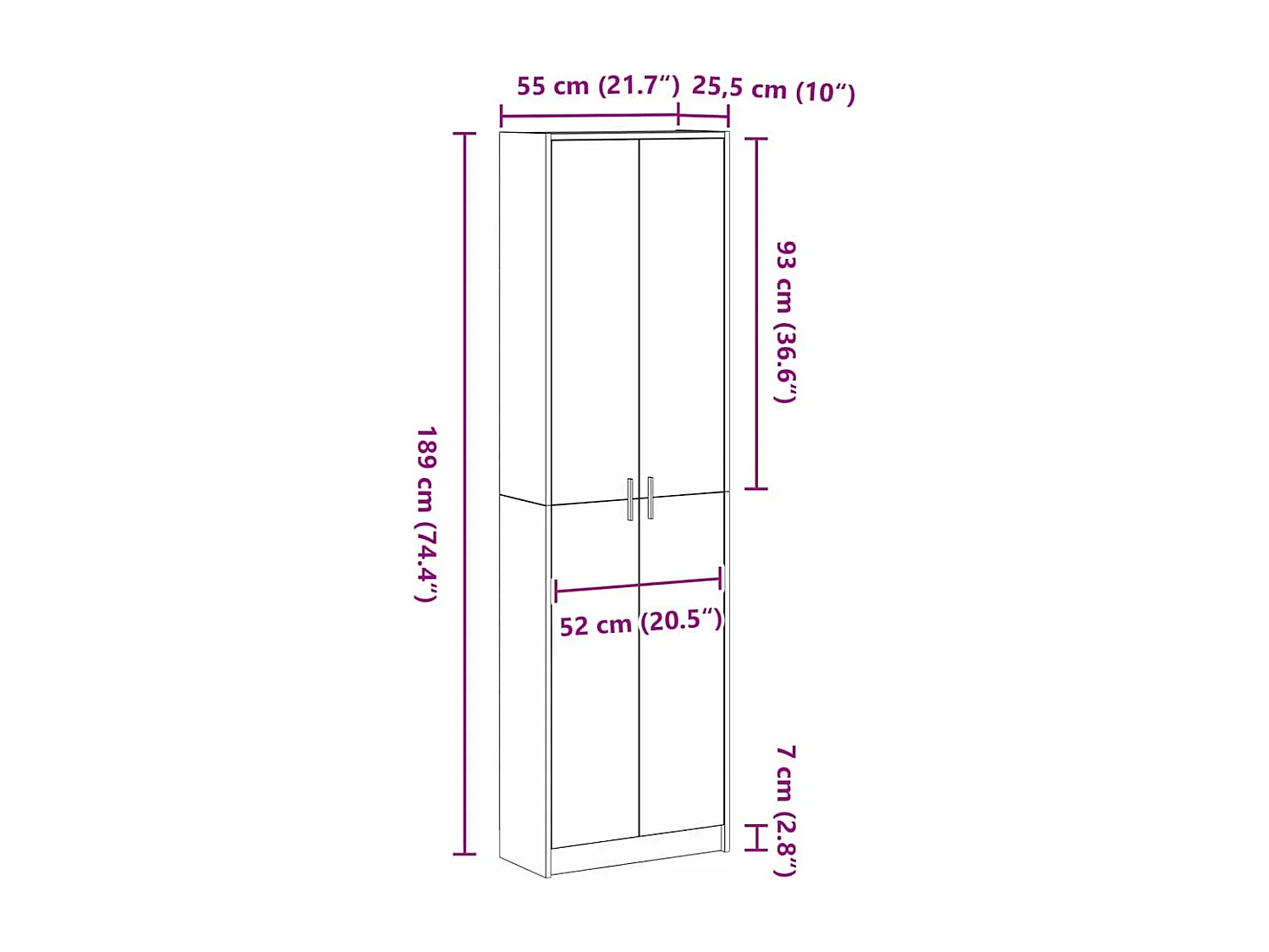 Armoire avec étagère Blanc 55 x 25 x 189 cm Bois d'ingénierie