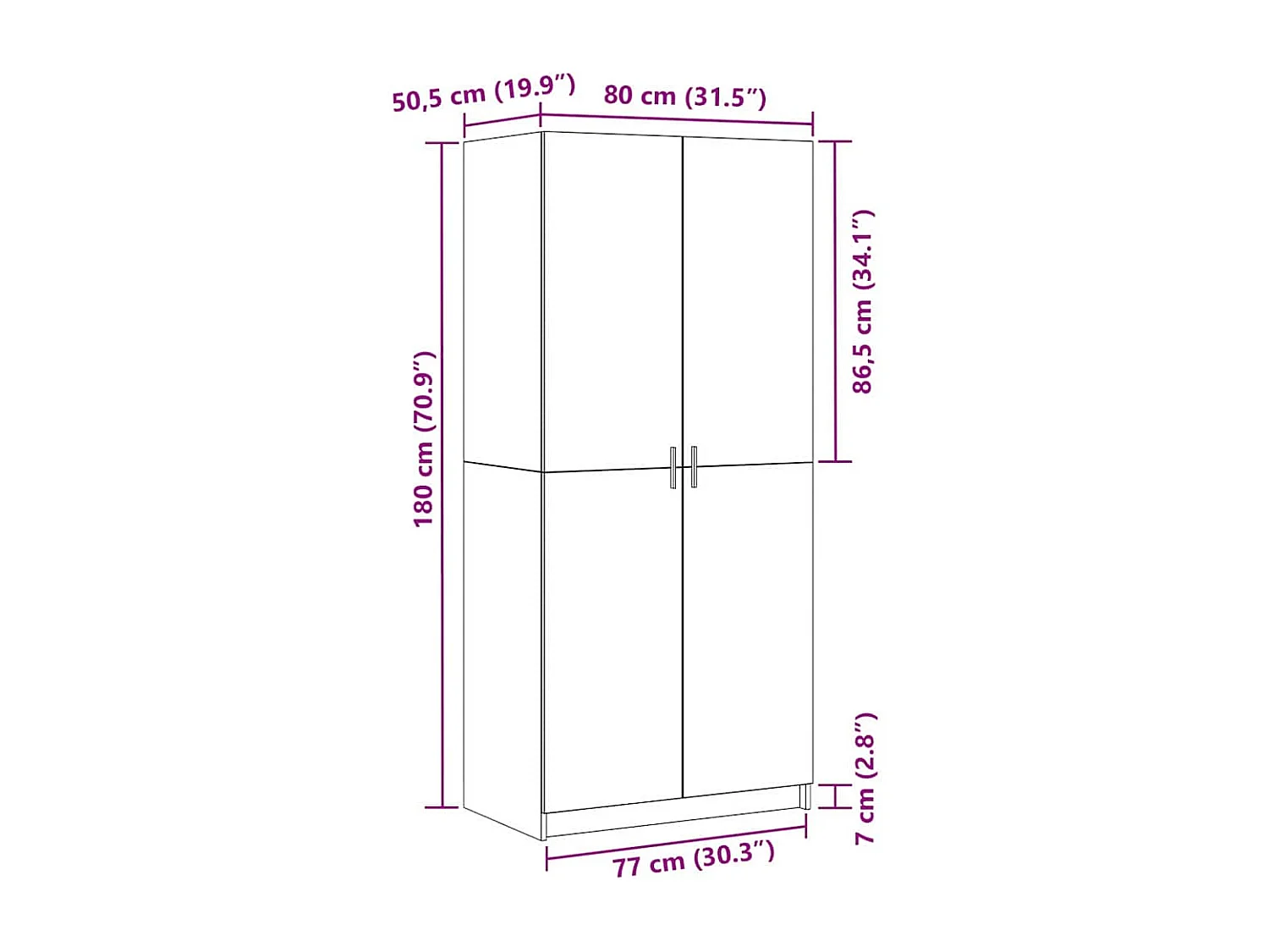 Armoire avec stockage Noir 80 x 51 x 180 cm Bois d'ingénierie