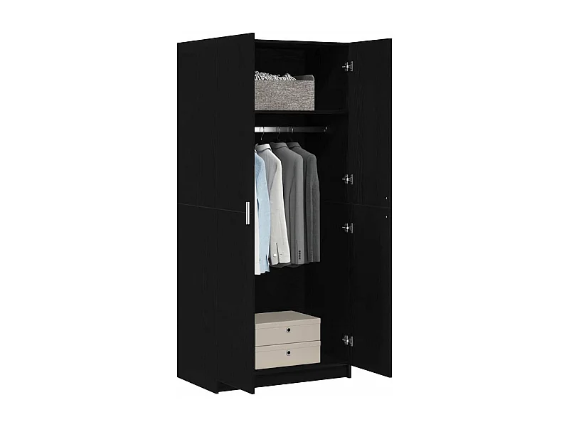 Armoire avec stockage Noir 80 x 51 x 180 cm Bois d'ingénierie