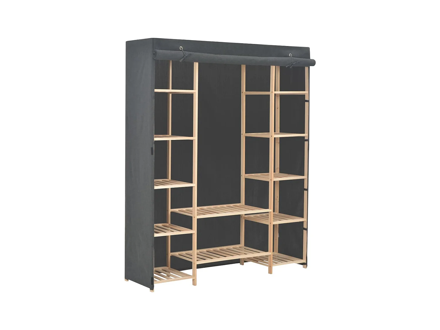 Grauer Kleiderschrank 135 x 40 x 170 cm Stoff