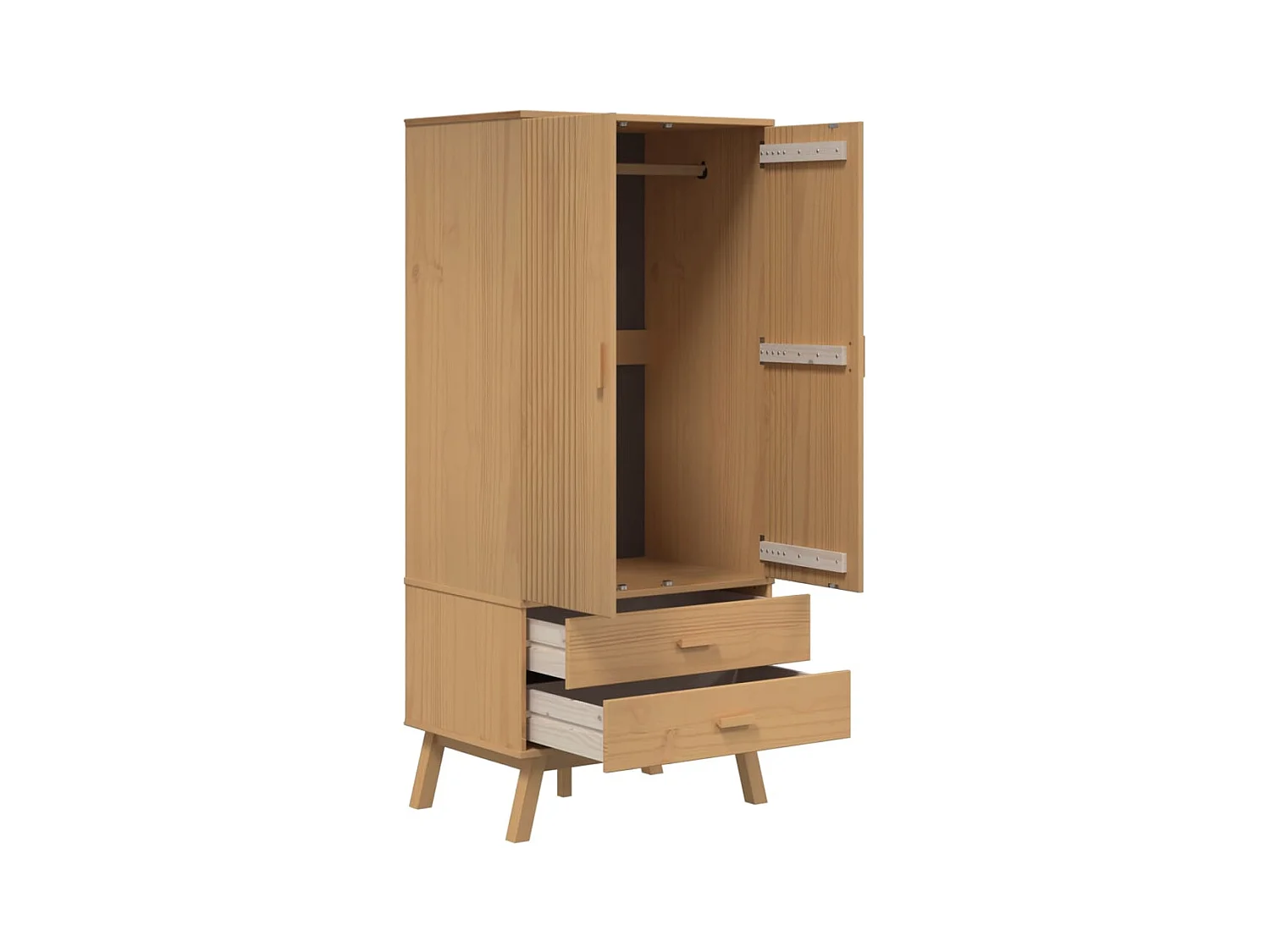 OLDEN bruine kledingkast 76,5x53x172 cm massief grenenhout