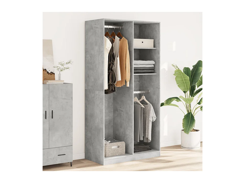 Armadio grigio cemento 100x50x200 cm in truciolare