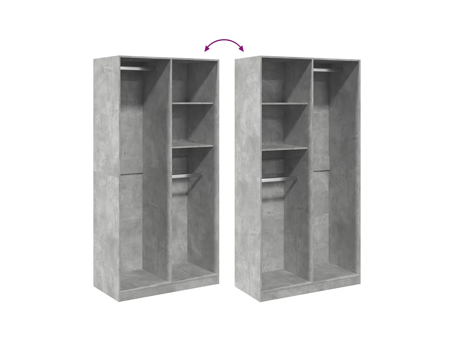 Betongrijze kledingkast 100x50x200 cm spaanplaat