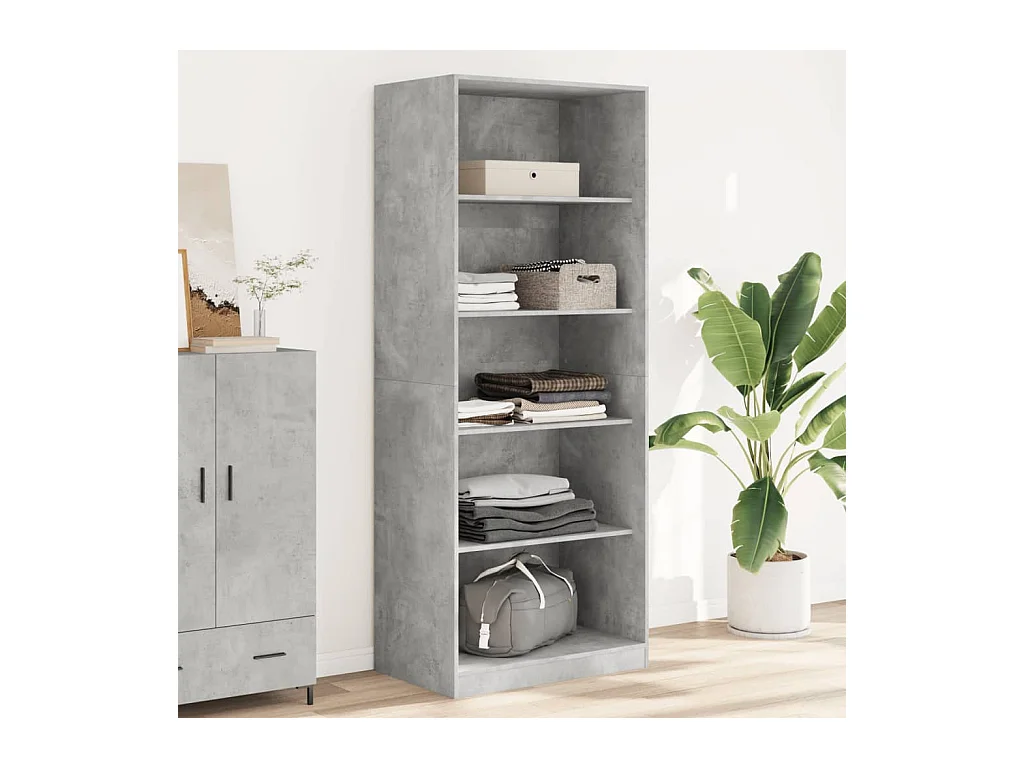 Armadio grigio cemento 80x50x200 cm in legno ingegnerizzato