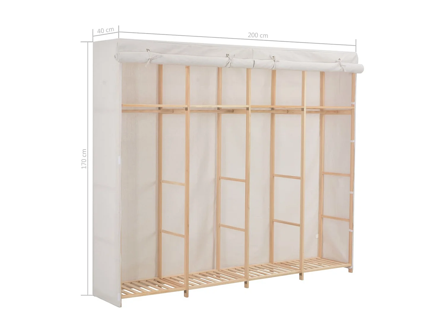 Witte kledingkast 200 x 40 x 170 cm Stof