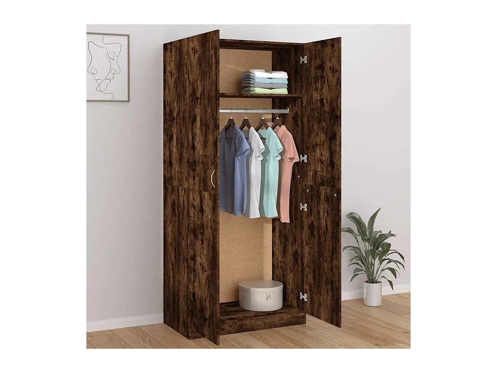 Garde-robe Chêne fumé 90x52x200 cm Bois d'ingénierie