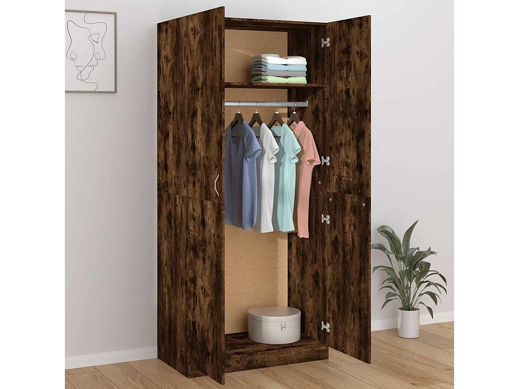 Garde-robe Chêne fumé 90x52x200 cm Bois d'ingénierie